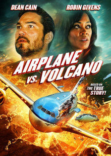 飞机和火山的海报